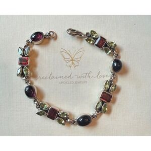 Nicky Butler Sterling Silver Multi Gemstone Bracelet Garnet Peridot Amethyst 925